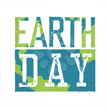 Earth Day Logo. Grunge texture in separate layer. 