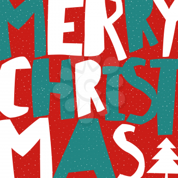 Merry Christmas Greeting Card. Christmas tree and snowflakes