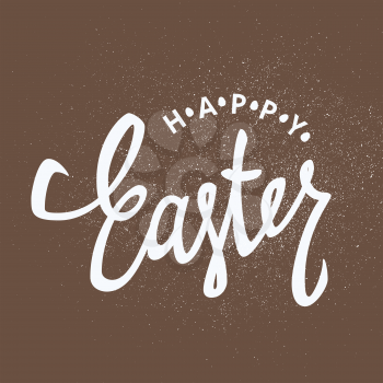 Happy Easter calligraphy with colorful eggs. Holiday greetings logotype. Hand drawn vector lettering.