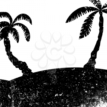 Grunge palms silhouettes. Distressed overlay texture. Grunge palms background. Vector illustration