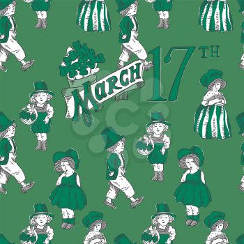 Wearing in Green. St. Patrick`s Day greetings. Vector illustration