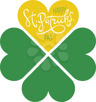 St. Patricks day abstract clover logo vector design template. Clover leaf shape with heart, combined to four-leaf lucky symbol. 
