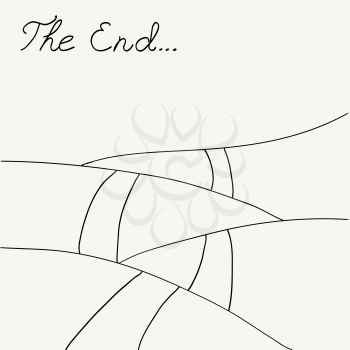Ending screen linear illustration. The End abstract background. Simple line, vector.