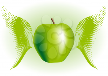 Green apple with wings