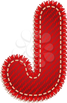 Letter G from red textile alphabet