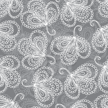 Ornate floral seamless pattern with cute leaves