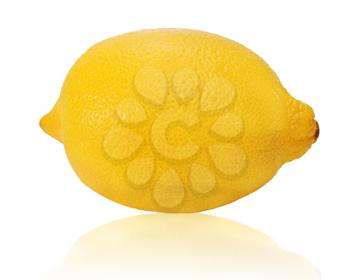 Yellow ripe lemon isolated on a white background. Closeup
