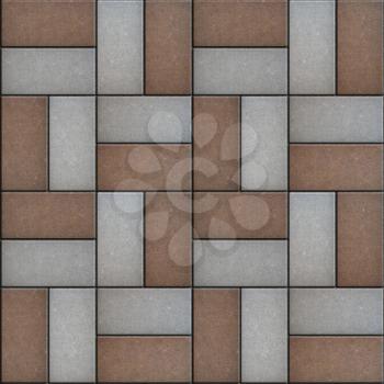 Brown and Gray Pavement Rectangle Laid as Square. Seamless Tileable Texture.