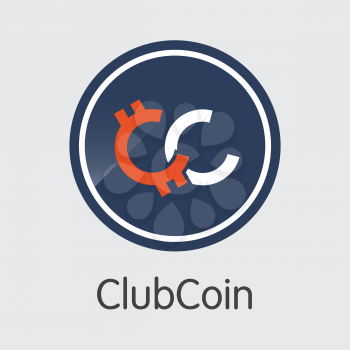 Clubcoin. Digital Currency. CLUB Coin Image Isolated on Grey Background. Stock Vector Coin Pictogram.