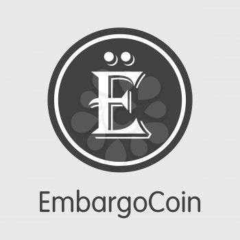 Embargocoin - Cryptographic Currency Web Icon. Vector Coin Illustration of Virtual Currency Icon on Grey Background. Vector Element EBG.