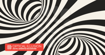Black and White Stripes Projection on Torus. Vector Illustration Horizontal Background.