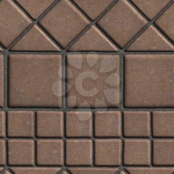 Brown Paving Slabs of the Figures Different Geometrical Shape. Seamless Tileable Texture.