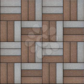 Gray and Brown Rectangles Randomly Laid Weave. Seamless Tileable Texture.