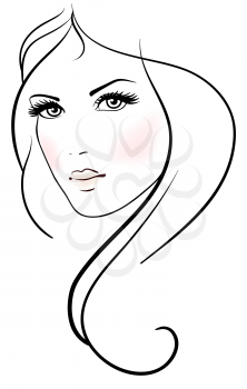 Royalty Free Clipart Image of a Sketch of a Young Woman With Long Hair