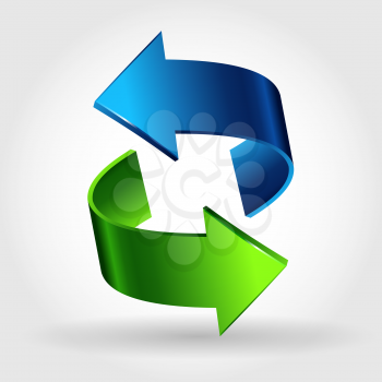 Royalty Free Clipart Image of a Green and Blue Arrow
