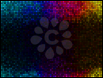 Multicolor abstract lights disco background. Square pixel mosaic vector