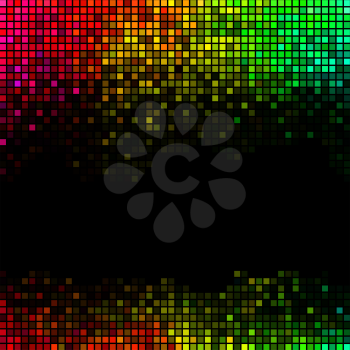 Abstract lights disco background. Multicolor square pixel mosaic vector 