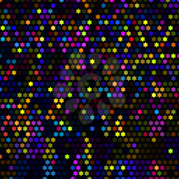 Multicolor abstract lights disco background. Star pixel mosaic vector