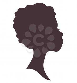 Silhouette of young woman head. Lovely girl. Pretty face
