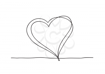 Continuous line art drawing. Couple of hearts symbolize love. Abstract hearts woman and baby. Vector illustration.