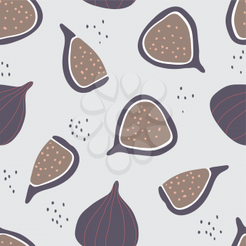 Seamless pattern with figs. Fruits modern texture on light background. Healthy food concept. Abstract vector graphic illustration