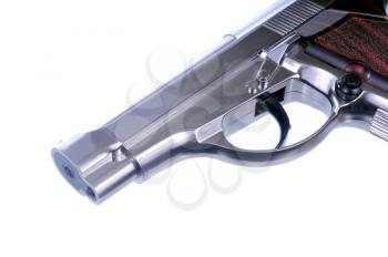 Silver Airsoft handgun isolated in a whit e background