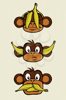 Royalty Free Clipart Image of Three Monkeys