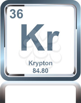 Symbol of chemical element krypton as seen on the Periodic Table of the Elements, including atomic number and atomic weight.