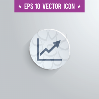 Stylish graph icon. Blue colored symbol on a white circle with shadow on a gray background. EPS10 with transparency.