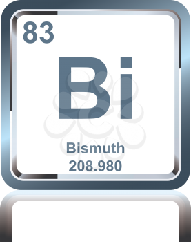 Symbol of chemical element bismuth as seen on the Periodic Table of the Elements, including atomic number and atomic weight.