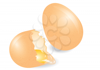 Royalty Free Clipart Image of a Broken Egg and a Whole Egg