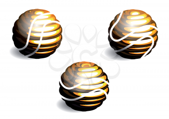Royalty Free Clipart Image of Three Spheres