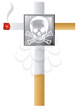 cigarette and skull isolated on a white background