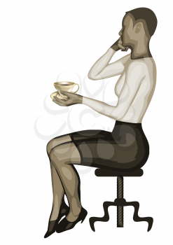business woman and coffee isolated on white background