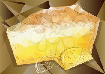 lemon pie with abstract lemon on triangular background