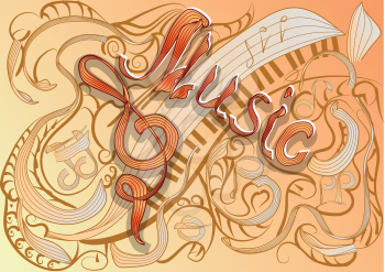 music. abstract music background with notes and clef