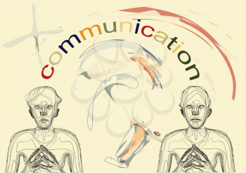 communicationtwo absytact silhouette on multicolor background