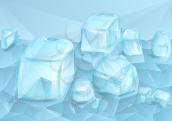 blue crushed ice on abstract triangular background