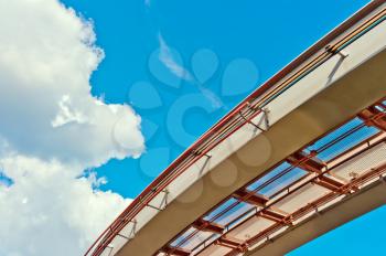 View of monorail on blue sky background