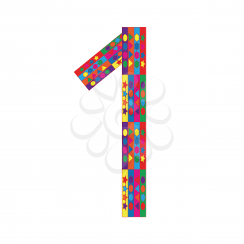 Number 1 on white background from colorful graphic letter collection, Vector Illustration