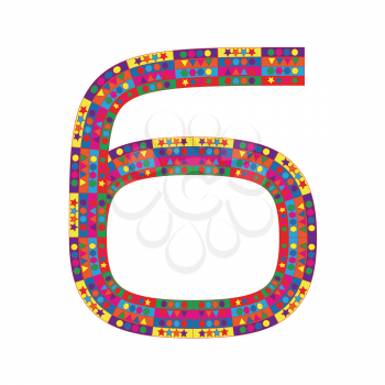 Number 6 on white background from colorful graphic letter collection, Vector Illustration