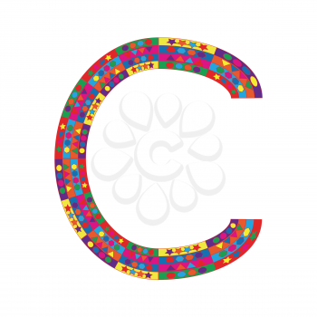 Letter C on white background from colorful graphic letter collection, Vector Illustration