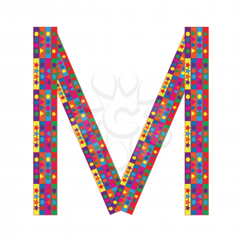 Letter M on white background from colorful graphic letter collection, Vector Illustration