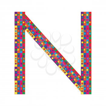 Letter N on white background from colorful graphic letter collection, Vector Illustration