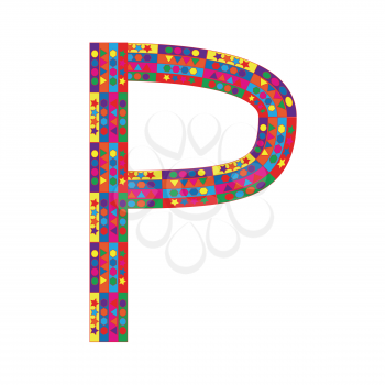 Letter P on white background from colorful graphic letter collection, Vector Illustration