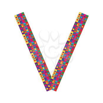 Letter V on white background from colorful graphic letter collection, Vector Illustration