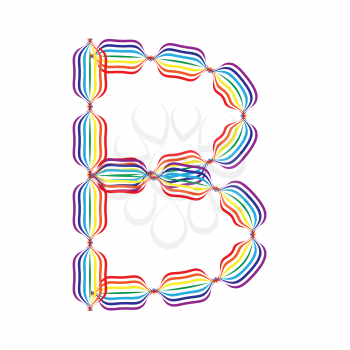 Letter B made in rainbow colors on white background
