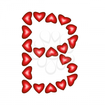 Letter B made of hearts on white background
