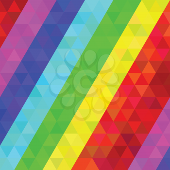 Colorful geometric pattern of triangles in rainbow colors 