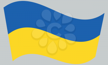 Flag of Ukraine waving on gray background
